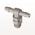 Threaded T Connector, Barbed, Natural, 100/Bag - Fits 3/32 inch ID Tubing (0.094 inch, 2.38 mm) x Tapered 10-32 UNF - MT3
