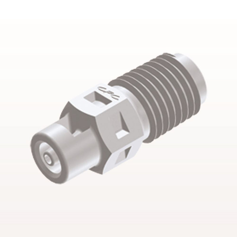 Threaded Connector, Barbed, White, 100/Bag - Fits 1/16 inch ID Tubing (0.063 inch, 1.59 mm) x 1/16" NPT - N2S230