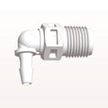 Threaded Elbow Connector, Barbed, White, 100/Bag - Fits 1/8 inch ID Tubing (0.125 inch, 3.18 mm) x 1/8" NPT - N4E430