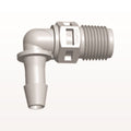 Threaded Elbow Connector, Barbed, Natural, 100/Bag - Fits 3/16 inch ID Tubing (0.188 inch, 4.76 mm) x 1/8" NPT - N4E6