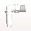 Elbow Connector, Barbed, White, 100/Bag - Fits 1/4 inch ID Tubing (0.25 inch, 6.35 mm) x 1/8 inch NPT Thread - N4E830