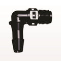 Elbow Connector, Barbed, Black. 100/Bag - Fits 1/4 inch ID Tubing (0.25 inch, 6.35 mm) x 1/8 inch NPT Thread - N4E831
