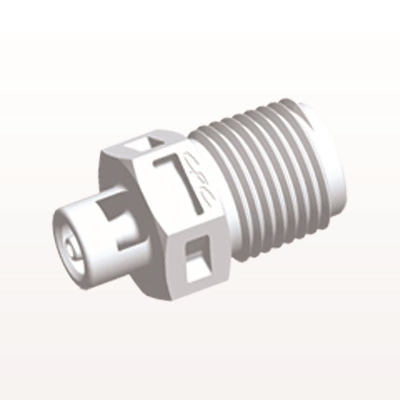 Threaded Connector, Barbed, White, 100/Bag - Fits 1/16 inch ID Tubing (0.063 inch, 1.59 mm) x 1/8" NPT - N4S230