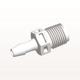 Threaded Connector, Barbed, White, 100/Bag - Fits 5/32 inch ID Tubing (0.156 inch, 3.97 mm) x 1/8" NPT - N4S530