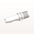 Threaded Connector, Barbed, White, 100/Bag - Fits 1/4 inch ID Tubing (0.25 inch, 6.35 mm) x 1/8" NPT - N4S830