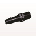 Threaded Connector, Barbed, Black, 100/Bag - Fits 1/4 inch ID Tubing (0.25 inch, 6.35 mm) x 1/8" NPT - N4S831