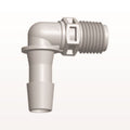Threaded Elbow Connector, Barbed, Natural, 100/Bag - Fits 3/8 inch ID Tubing (0.375 inch, 9.53 mm) x 1/4" NPT - N8E12