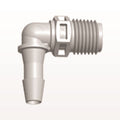 Threaded Elbow Connector, Barbed, Natural, 100/Bag - Fits 1/4 inch ID Tubing (0.25 inch, 6.35 mm) x 1/4" NPT - N8E8