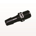 Threaded Connector, Barbed, Black, 100/Bag - Fits 3/8 inch ID Tubing (0.375 inch, 9.53 mm) x 1/4" NPT - N8S1231
