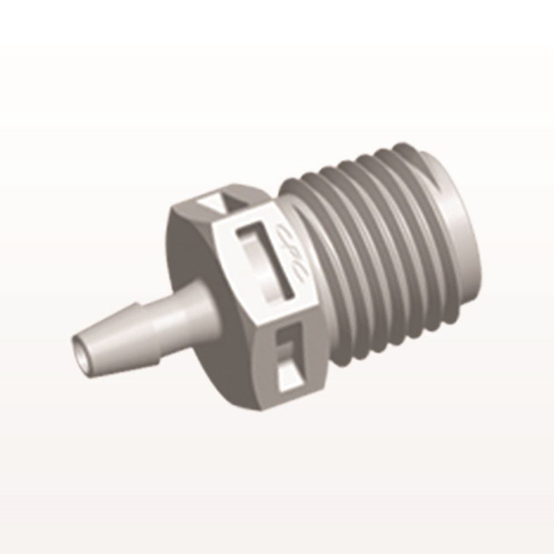 Threaded Connector, Barbed, Natural, 100/Bag - Fits 1/8 inch ID Tubing (0.125 inch, 3.18 mm) x 1/4" NPT - N8S4