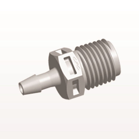 Threaded Connector, Barbed, Natural, 100/Bag - Fits 5/32 inch ID Tubing (0.156 inch, 3.97 mm) x 1/4" NPT - N8S5