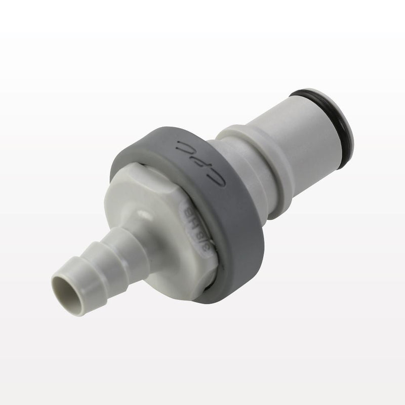 NS6 Connector, Insert, Valved, Barbed - Fits 3/8 inch ID Tubing (0.375 inch, 9.53 mm) - NS6D22006