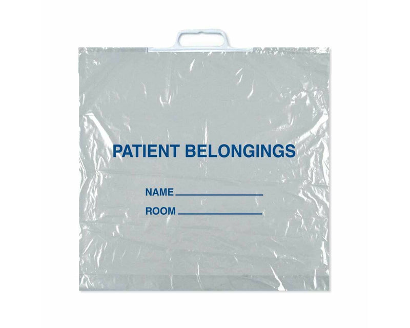 Patient Belongings Bag Rigid Handle Clear Plastic 18-1/2" X 20" X 3-1/2", 250 per Case | PBR01