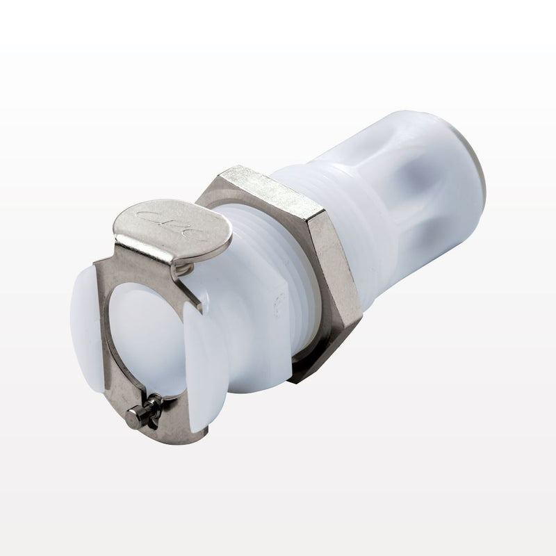 PLC Connector, Panel Mount Body, Non-Valved, JG - Fits 1/4 inch OD Tubing (0.25 inch, 6.35 mm) - PLC11004