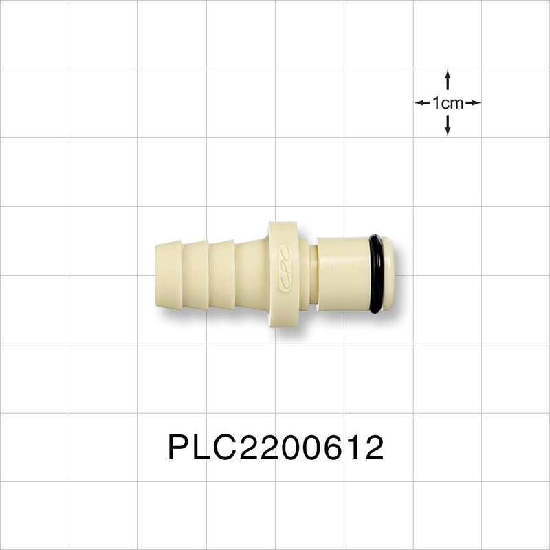 PLC12 Connector, Insert, Non-Valved, Barbed - Fits 3/8 inch ID Tubing (0.375 inch, 9.53 mm) - PLC2200612