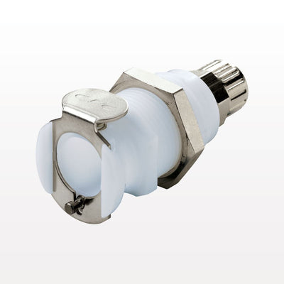 PLC Connector, Panel Mount Insert, Valved, Ferruleless - Fits 1/4 inch ID x 3/8 inch OD Tubing (0.25 inch x 0.375 inch, 6.35 mm x 9.53 mm) - PLCD12006