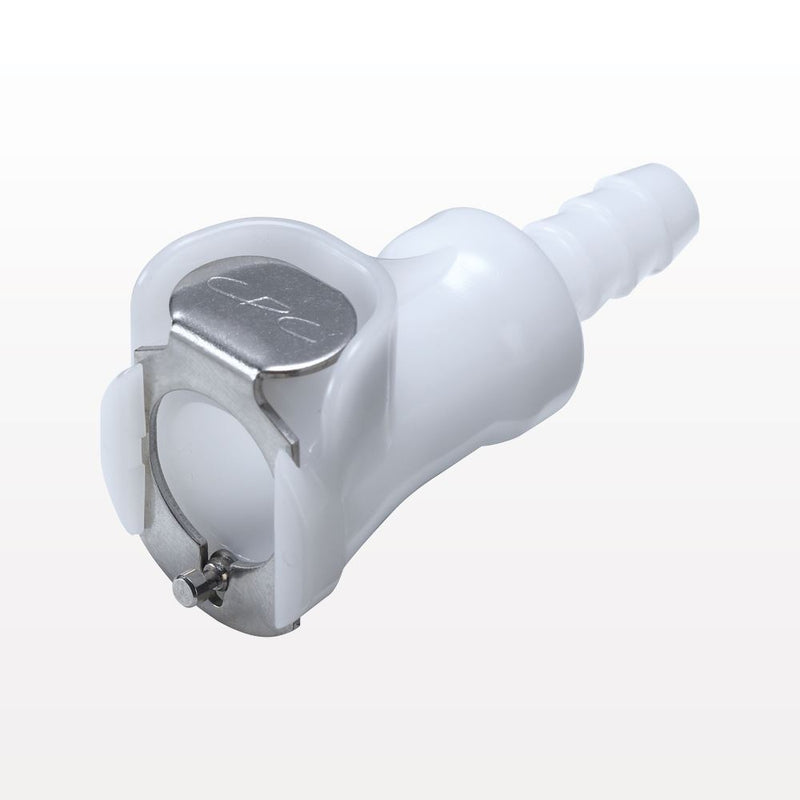 PLC Connector, Body, Valved, Barbed - Fits 3/8 inch ID Tubing (0.375 inch, 9.53 mm) - PLCD17006