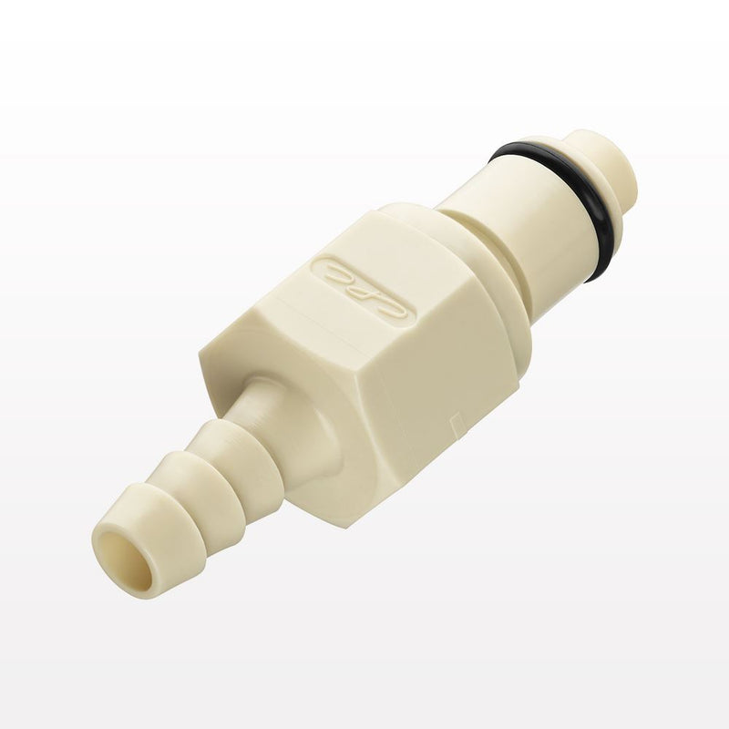 PLC12 Connector, Insert, Valved, Barbed - Fits 1/4 inch ID Tubing (0.25 inch, 6.35 mm) - PLCD2200412
