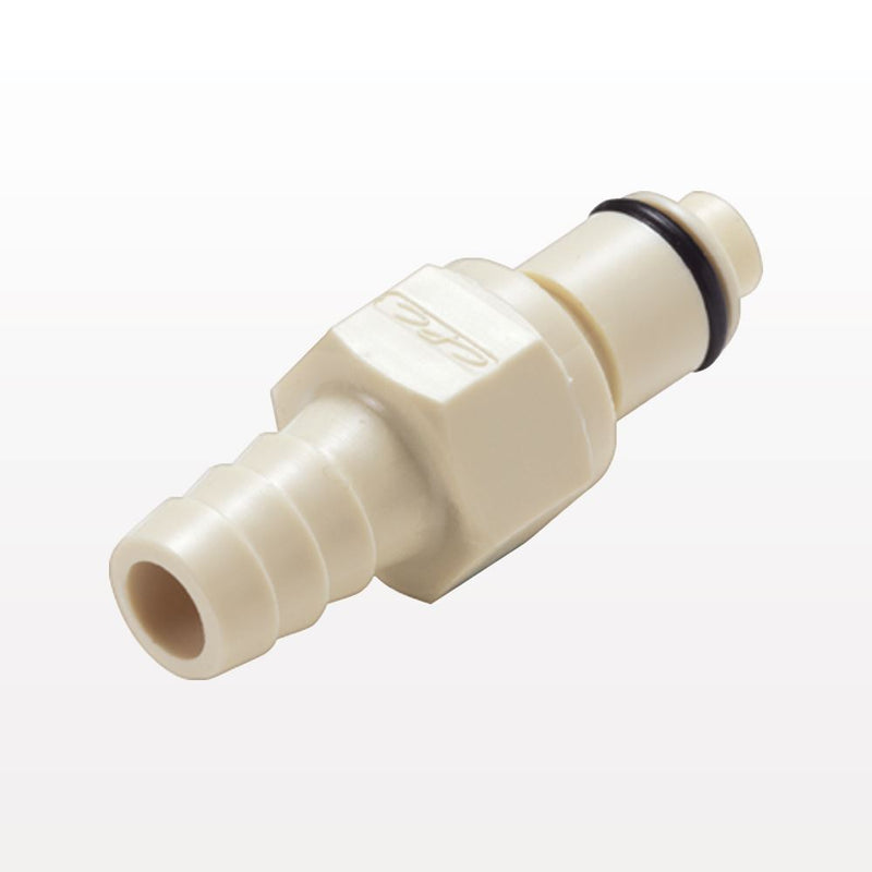 PLC12 Connector, Insert, Valved, Barbed - Fits 3/8 inch ID Tubing (0.375 inch, 9.53 mm) - PLCD2200612