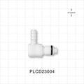 PLC Connector, Elbow Insert, Valved, Barbed - Fits 1/4 inch ID Tubing (0.25 inch, 6.35 mm) - PLCD23004