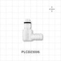 PLC Connector, Elbow Insert, Valved, Barbed - Fits 3/8 inch ID Tubing (0.375 inch, 9.53 mm) - PLCD23006