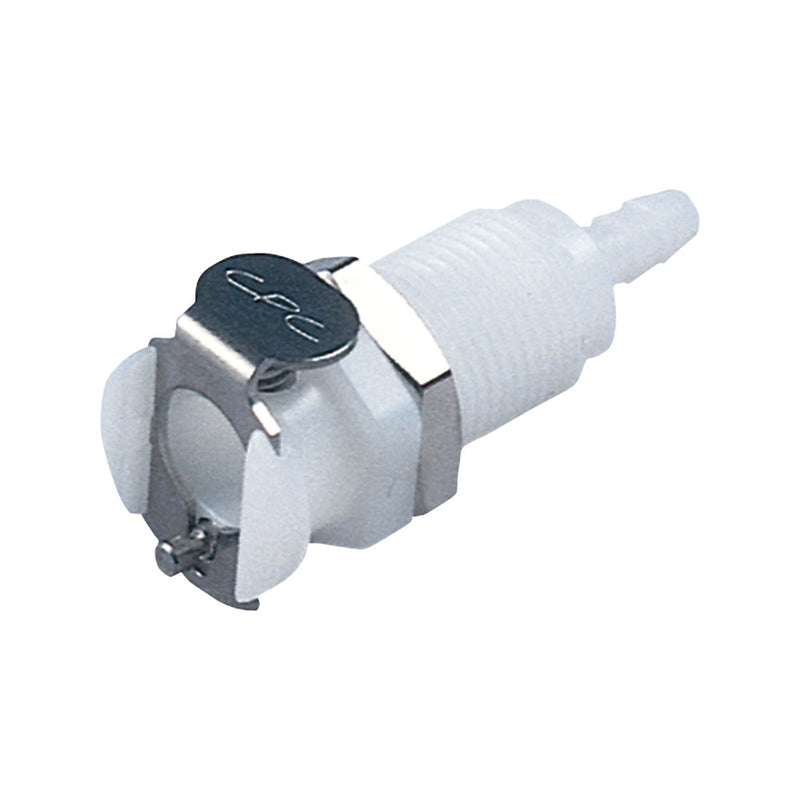 PMC Connector, Panel Mount Body, Non-Valved, Barbed - Fits 1/8 inch ID Tubing (0.125 inch, 3.18 mm) - PMC1602