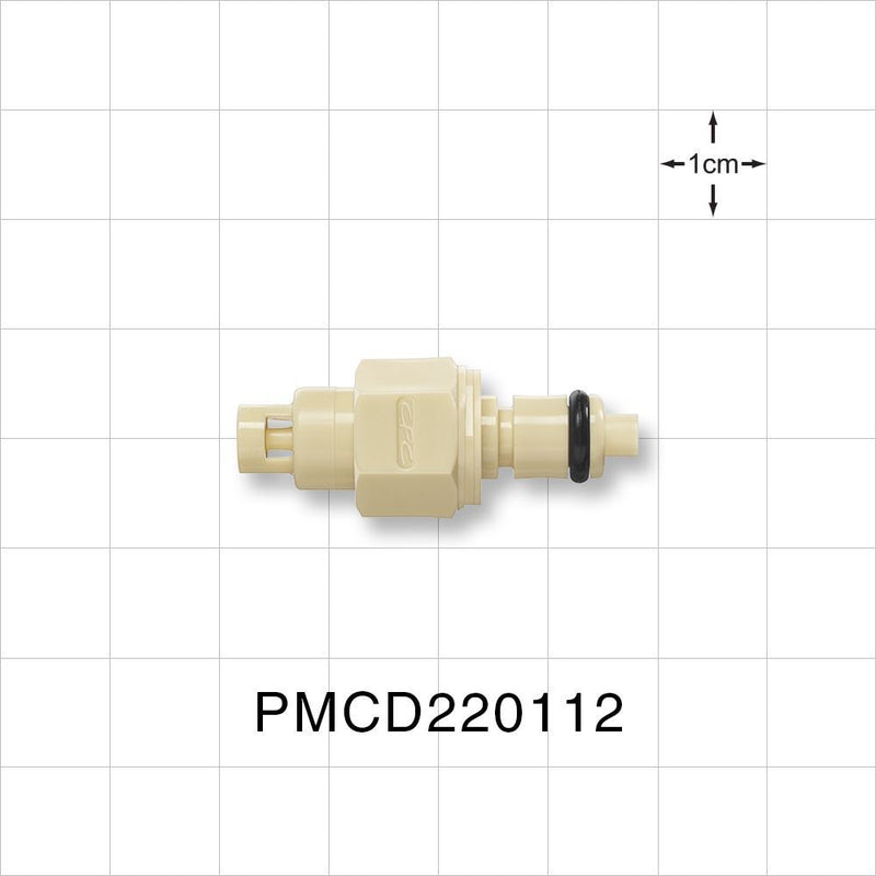 PMC12 Connector, Insert, Valved, Barbed - Fits 1/16 inch ID Tubing (0.063 inch, 1.59 mm) - PMCD220112