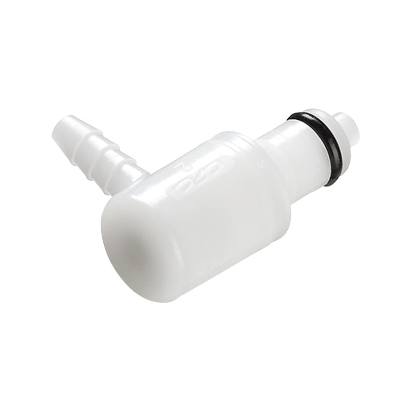 PMC Connector, Elbow Insert, Valved, Barbed - Fits 1/4 inch ID Tubing (0.25 inch, 6.35 mm) - PMCD2304