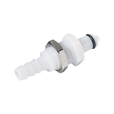 PMC Connector, Panel Mount Insert, Valved, Barbed - Fits 1/8 inch ID Tubing (0.125 inch, 3.18 mm) - PMCD4202