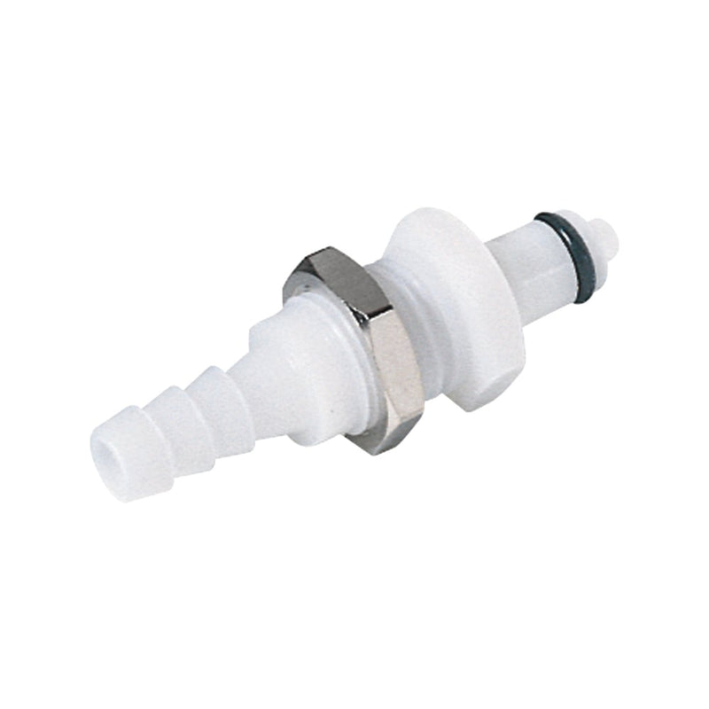 PMC Connector, Panel Mount Insert, Valved, Barbed - Fits 1/8 inch ID Tubing (0.125 inch, 3.18 mm) - PMCD4202