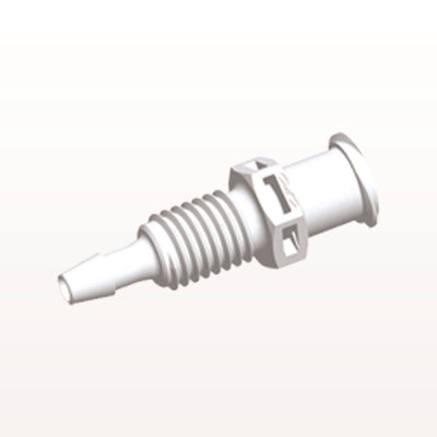 Panel Mount, Female Luer Lock, Barbed, White, 100/Bag - 1/4-28 UNF Thread; Fits 3/32 inch ID Tubing (0.094 inch, 2.38 mm) - PMLF3130