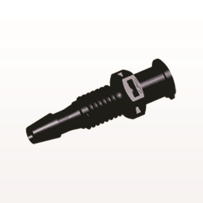 Panel Mount, Female Luer Lock, Barbed, Black, 100/Bag - 1/4-28 UNF Thread; Fits 1/8 inch ID Tubing (0.125 inch, 3.18 mm) - PMLF4131