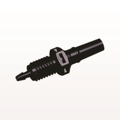 Male Luer Slip to Panel Mount with Barb, Black, 100/Bag - 1/4-28 UNF Thread; Fits 1/16 inch ID Tubing (0.063 inch, 1.59 mm) - PMLM2131