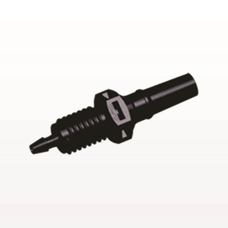 Male Luer Slip to Panel Mount with Barb, Black, 100/Bag - 1/4-28 UNF Thread; Fits 1/16 inch ID Tubing (0.063 inch, 1.59 mm) - PMLM2131