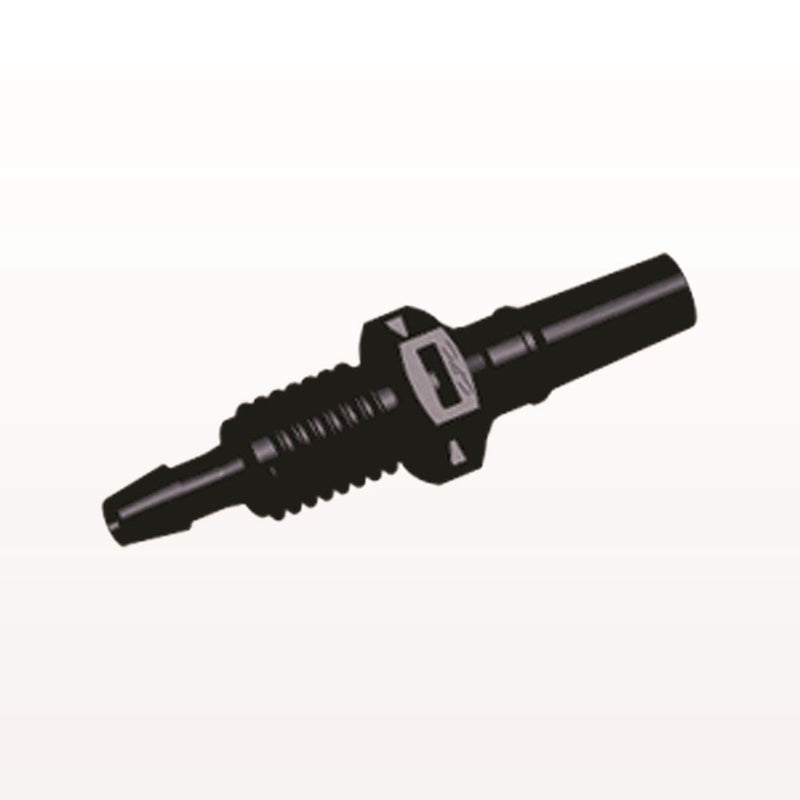 Male Luer Slip to Panel Mount with Barb, Black, 100/Bag - 1/4-28 UNF Thread; Fits 3/32 inch ID Tubing (0.094 inch, 2.38 mm) - PMLM3131