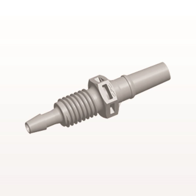 Male Luer Slip to Panel Mount with Barb, Natural, 100/Bag - 1/4-28 UNF Thread; Fits 3/32 inch ID Tubing (0.094 inch, 2.38 mm) - PMLM31