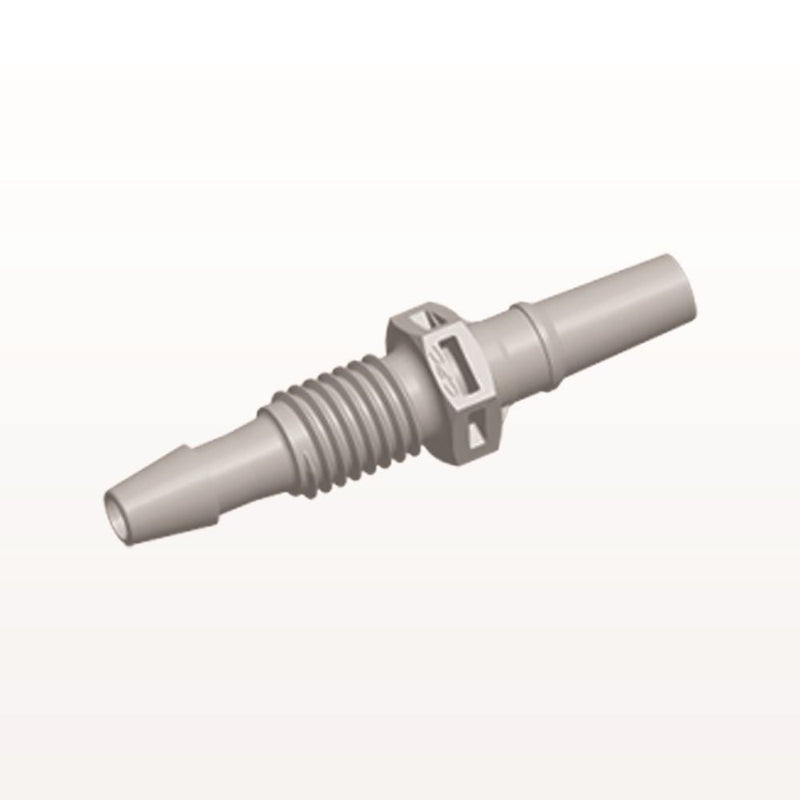 Male Luer Slip to Panel Mount with Barb, Natural, 100/Bag - 1/4-28 UNF Thread; Fits 1/8 inch ID Tubing (0.125 inch, 3.18 mm) - PMLM41