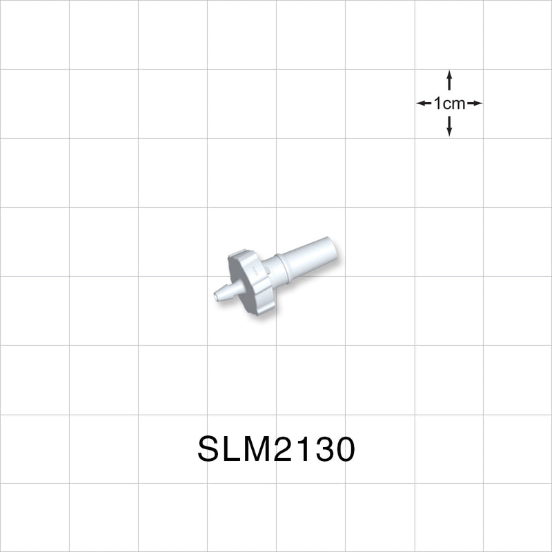 Male Luer Slip, Barbed, White, 100/Bag - Fits 1/16 inch ID Tubing (0.063 inch, 1.59 mm) - SLM2130