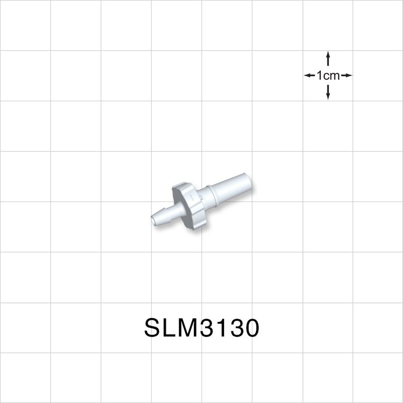Male Luer Slip, Barbed, White, 100/Bag - Fits 3/32 inch ID Tubing (0.094 inch, 2.38 mm) - SLM3130
