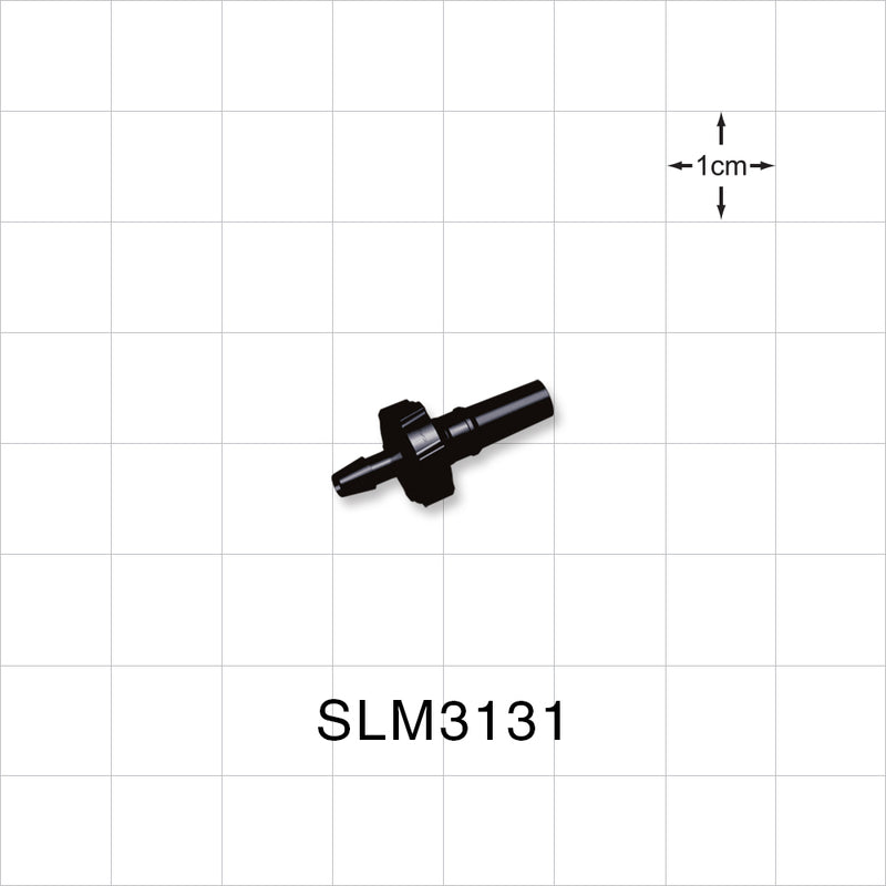 Male Luer Slip, Barbed, Black, 100/Bag - Fits 3/32 inch ID Tubing (0.094 inch, 2.38 mm) - SLM3131