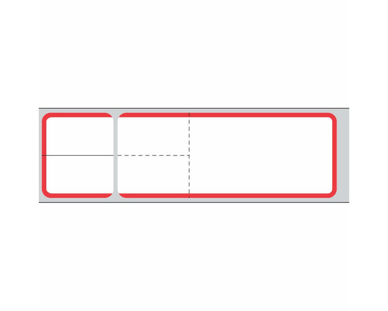 PDC Label Misys/Sunquest Direct Thermal Paper Permanent 3" Core 4 1/8"x1 3/16" White with Red 4300 per Roll, 2 Rolls per Box | TD-SQ4R
