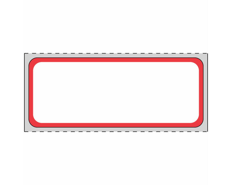 PDC Label Direct Thermal IR Paper Permanent 1" Core 2 1/2"x1 White with Red 1300 per Roll, 8 Rolls per Case | THERMIRDRB19