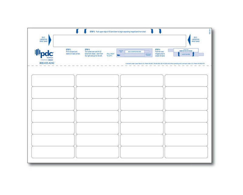 PDC Laser Wristband Paper Laminate Fold-Over 3/4"x8 Adult White, 1000 per Box | TM-SRC-02