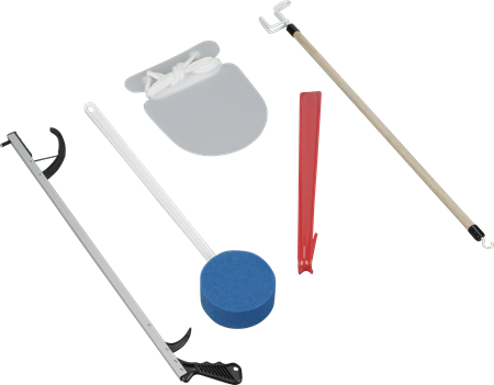 DEROYAL HIP KITS INCLUDES STEEL SHOE HORN 26'' REACHER FORMED SOCK AID DRESSING AID ROUND SCRUB SPONGE (PACKAGING - EACH)