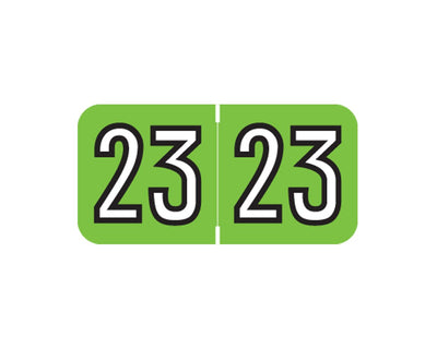 Amerifile® Compatible Color Code Label Year "23", 1-1/2" x 3/4", Green, Mylar, 500 Per Roll |  AMER-23