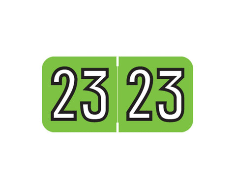 Amerifile® Compatible Color Code Label Year "23", 1-1/2" x 3/4", Green, Mylar, 500 Per Roll |  AMER-23