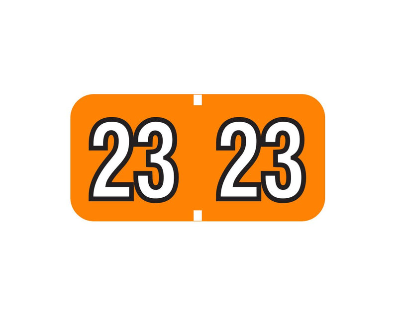 Barkley™ Compatible Color Code Label Year "23", 1-1/2" x 3/4", Orange, Mylar, 500 Per Roll | BA-23