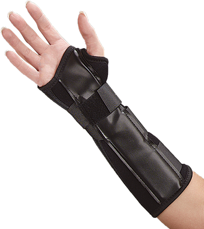 DEROYAL BLACK FOAM WRIST AND WRIST FOREARM SPLINT (PACKAGING - EACH) (LENGTH - 11”)