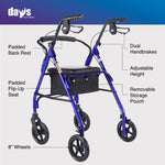 Days Lightweight Aluminium Rollator, Blue