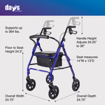 Days Lightweight Aluminium Rollator, Blue